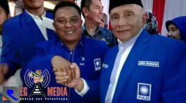 Wakil Ketua DPRD Gorontalo dari fraksi Partai Amanat Nasional, Lukman Botutihe pose bersama Ketua Umum PAN (Amien Rais).