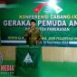 KH. Taufik Hasyim, Ketua PCNU Pamekasan saat memberikan sambutan dalam Pembukaan Konfercab-IX PC. GP. Ansor Pamekasan.