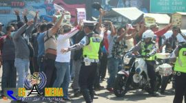 Simulasi penanganan jelang Pemilihan Presiden (Pilpres) 2019 yang dilaksanakan Polres bersama Kodim Pati.