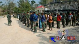 saat Satgas TMMD Kodim 0829 Bangkalan Lakukan apel sebelum bekerja.