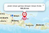 Titik lokasi gempa, tepatnya di Kota Situbondo, Jawa Timur.