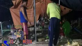 Warga Dusun Pelalangan, Desa Gunung Maddah, Sampang, melakukan pengeboran air bersih dimalam hari.