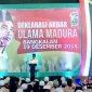 Bupati Bangkalan R. Abdul Latif Amin Imron saat menyampaikan sambutannya dalam kegiatan Deklarasi Akbar Ulama Madura, di Gedung Rato Ebu, Bangkalan.