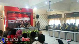 Suasan Konferensi pers akhir tahun 2018 di aula mapolres Bangkala 