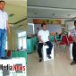 Ketua KPU Fauzan Jakfar bersama Ketua Panwas dan anggota KPU menduduki dan berdiri di atas kotak suara di aula kantor KPU