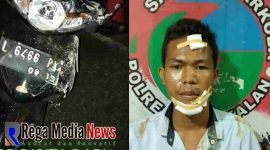 Tersangka SS dan kendaraan sepeda motor milik tersangka