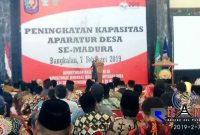 Saat berlangsungnya kegiatan peningkatan kapasitas aparatur desa se-Madura yang berlangsung di Gedung Rato Ebuh, Bangkalan.