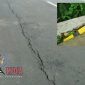 Kondisi Jl. Raya Daleman-Sampang dalam kondisi retak.