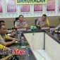Suasana saat rapat kordinasi Distribusi Bansos, Kapolres Bangkalan Bentuk Satgas PAM dan Gakkum di Mapolres Bangkalan