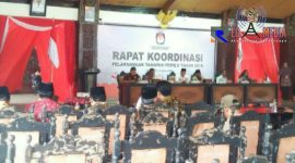 Suasana saat berlangsungnya rapat koordinasi pelaksanaan tahapan pemilu 2019, di Pendopo Bupati Sampang.