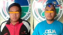 Dua tersangka SS inisial DA (24) dan MH (24) saat diamankan di Mapolres Bangkalan.