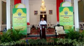 Bupati Bangkalan, Ra Latif saat memberikan sambutan di pendopo Agung Bangkalan