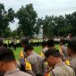 Suasana pelaksanaan apel pasukan operasi keselamatan semeru 2019 dihalaman Mapolres Bangkalan.