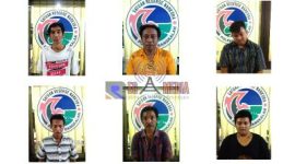 Wajah ke 6 tersangka pelaku narkoba yang berhasil diamankan Satresnarkoba Polres Bangkalan.