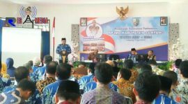 Bupati Sampang (H. Slamet Junaidi) saat menyampaikan sambutannya dalam kegiatan musyawarah perencanaan Rencana Pembangunan Jangka Menengah Daerah (RPJMD) 2019 - 2024.