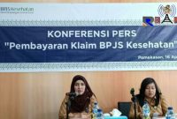 Saat berlangsungnya konferensi pers BPJS Kesehatan Cabang Pamekasan, Madura, terkait pembayaran klaim secara first in first out.