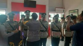 Suasana pelaksanaan sertijab yang berlangsung di Mapolres Bangkalan.