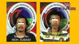 Kedua tersangka saat diamankan di ruang Satresnarkoba Polres Bangkalan.