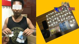 Pelaku dan barang bukti narkotika jenis pil koplo saat diamankan di Mapolres Lumajang.