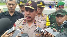 Kapolda Gorontalo (Brigjen Pol Rachmad Fudail) saat diwawancara awak media usai gelar apel pasukan operasi ketupat otanaha 2019.