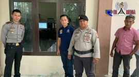 Kapolsek Limboto Barat - Ipda Iwan M.F Kapojos, STrk beserta Personil saat mengecek kerusakan di Kampus 2 IAIN.