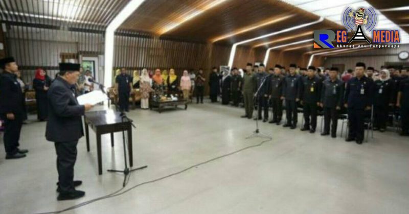 Suasana saat berlangsungnya pelantikan 7 pejabat Pemkot Bandung yang di rotasi jabatan.