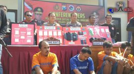Polres Bangkalan saat konferensi pers penangkapan jaringan narkoba Madura-Pontianak.