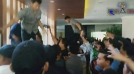 Situasi saat demo HMI ke UTM ricuh.