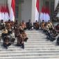 Para Menteri Kabinet Indonesia Maju diteras Istana Negara