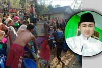 Terlihat warga desa yang mengalami kekeringan berbondong-bondong dan antusias mengambil bantuan air bersih yang diberikan Juhari.