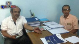 Ketua Panitia Pemilihan Kepala Desa (P2KD) Tani Mulya (Parlindungan) saat ditemui dikantornya.