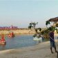 Suasana Pantai Biru di sore hari.