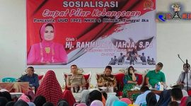 Suasana saat berlangsungnya Sosialisasi Empat Pilar Kebangsaan Pancasila, UUD 1945, NKRI dan Bhineka Tunggal Ika, Rahmijati Jahja anggota DPD/MPR RI Dapil Provinsi Gorontalo.