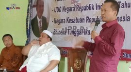 Ketua Said Abdullah Istitut Kabupaten Bangkalan Syafi' saat memberikan sambutan pada peserta sosialisasi empat pilar