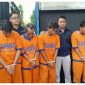 Enam tersangka yang diamankan Polda Jatim terkait kasus penyalahgunaan BBM.
