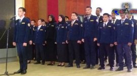 Suasana saat berlangsungnya pelantikan pengurus Karang Taruna kota Cimahi yang baru.