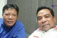 Nizar Zahro Politikus Partai Gerindra terlihat akrab berselfi bersama Mahfud politikus PDIP (foto :Mas aan)