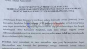 Surat Mosi Tidak Percaya Anggota Dewan Kepada Sekwan Bangkalan Dianggap Hoax