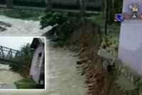 Rumah warga di Desa Motihelumo Kecamatan Sumalata Timur Gorontalo Utara yang hampir ambruk akibat dampak abrasi sungai. 