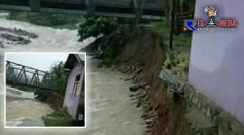 Rumah warga di Desa Motihelumo Kecamatan Sumalata Timur Gorontalo Utara yang hampir ambruk akibat dampak abrasi sungai. 
