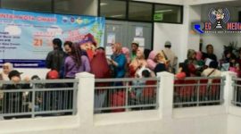 Terlihat padat, warga Kota Cimahi tengah mendaftar untuk ikut mudik gratis. 