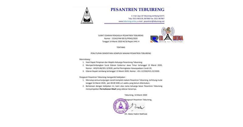 Edaran Pesantren Tebuireng Jombang