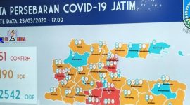 Peta sebaran Covid-19 di Jatim yang dirilis Rabu (25/3/20)
