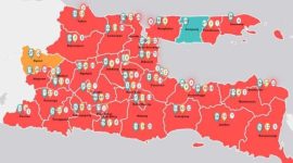 Peta sebaran Covid-19 di Jawa Timur