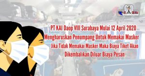 Ingat, Mulai 12 April PT KAI Daop 8 Wajibkan Penumpang Bermasker