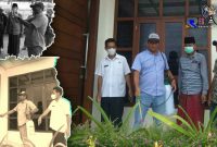 Cegah wabah Covid-19; Kepala Desa Rongdalem (H. Nurul Imam) lakukan pembuatan dan penyemprotan disinfektan bersama perangkat desa serta UPTD Puskesmas setempat.