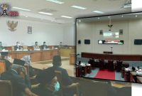 Suasana berlangsungnya DPRD Kabupaten Sampang saat paripurna LKPJ Bupati 2019 menggunakan teleconference.