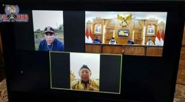 Video Conference antara Gubernur Jatim dengan Bupati Sampang dan Bupati Sumenep. 