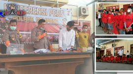 Kapolres Sampang (AKBP. Didit Bambang Wibowo Saputro) saat pimpim konferensi pers kasus kriminal dan narkoba, Senin (11/5/2020).