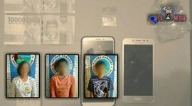 Para pelaku jual beli sabu-sabu beserta barang buktinya saat diamankan di Mapolres Sumenep. 